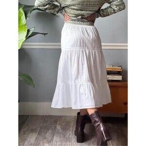 Rails white cotton midi skirt